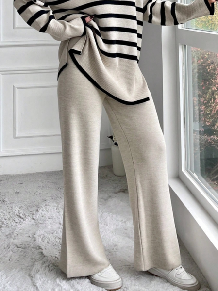 Casual Plain Straight Sweater Pants