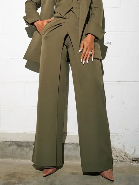 

Urban Plain Wide Leg Pants, As picture, Pants