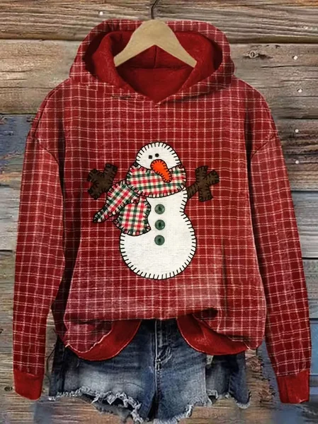 

Women Plaid Spring/Fall Printing Long Sleeve Casual Daily Hoodie, Red, Sweatshirts & Hoodies