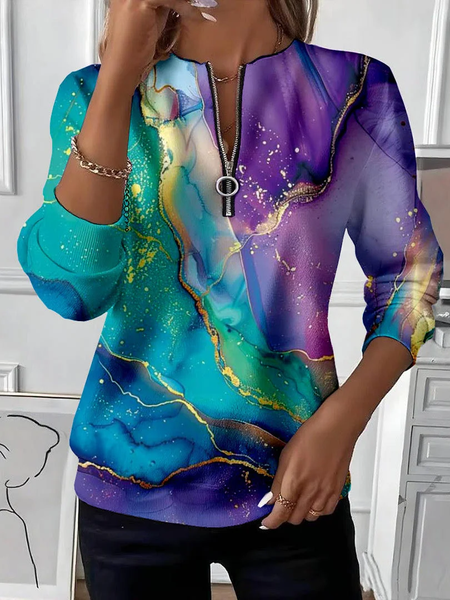 

Women Abstract Crew Neck Printing Casual Spring/Fall Long Sleeve Sweatshirt, As picture, Sweatshirts & Hoodies