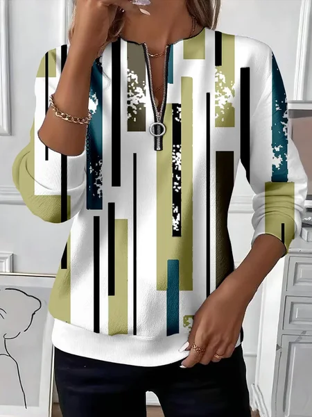 

Women Abstract Crew Neck Printing Casual Spring/Fall Long Sleeve Sweatshirt, White, Sweatshirts & Hoodies