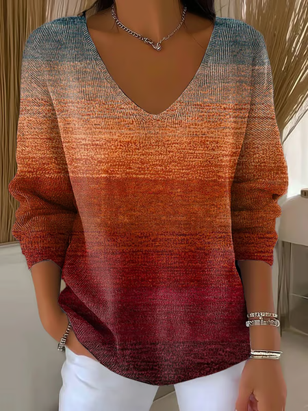 

Women Abstract Long Sleeve Tee T-shirt V Neck Printing Casual Spring/Fall Top, As picture, T-Shirts