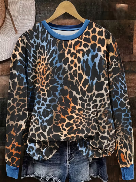 

Women Leopard Crew Neck Printing Casual Spring/Fall Long Sleeve Sweatshirt, As picture, Sweatshirts & Hoodies