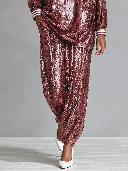 

Urban Plain Glitter Fashion Pants, As picture, Pants