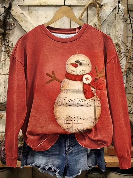 

Women Christmas Snowman Crew Neck Printing Casual Spring/Fall Long Sleeve Sweatshirt, Red, Sweatshirts & Hoodies