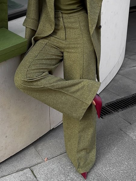 

Urban Plain Fashion Straight Pants, Green, Pants