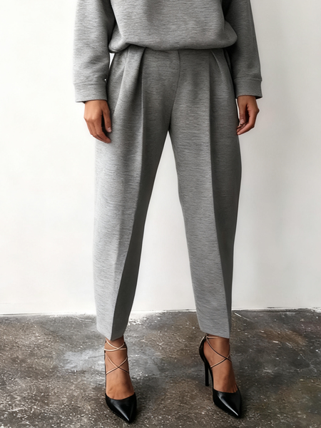 

Casual Plain Straight Pants, Gray, Pants
