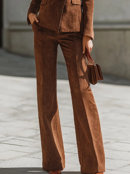 

Urban Plain Straight Pants, Brown, Pants