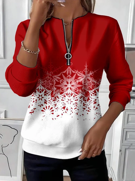 

Women Christmas Crew Neck Printing Casual Spring/Fall Long Sleeve Sweatshirt, Red, Sweatshirts & Hoodies