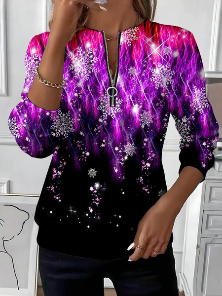 

Women Christmas Crew Neck Printing Casual Spring/Fall Long Sleeve Sweatshirt, As picture, Sweatshirts & Hoodies