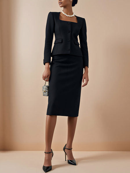 Elegant Plain Regular Fit Skirt