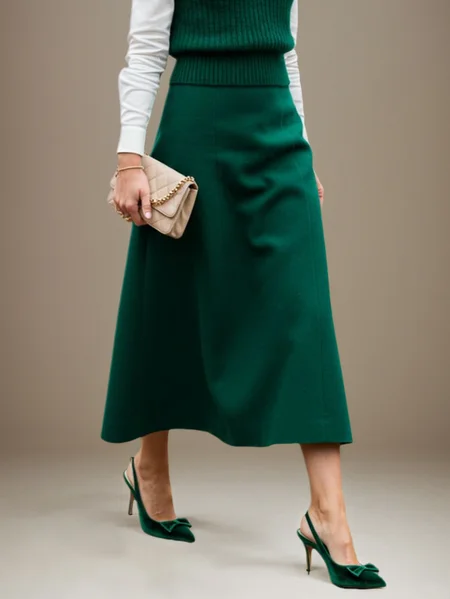

Urban Plain Midi Skirt, Green, Skirts