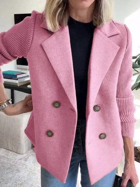 

Shawl Collar Loose Simple Coat, Pink, Outerwear
