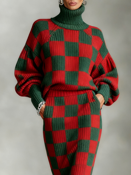 

Casual Color Block Turtleneck Sweater, As picture, Pullovers