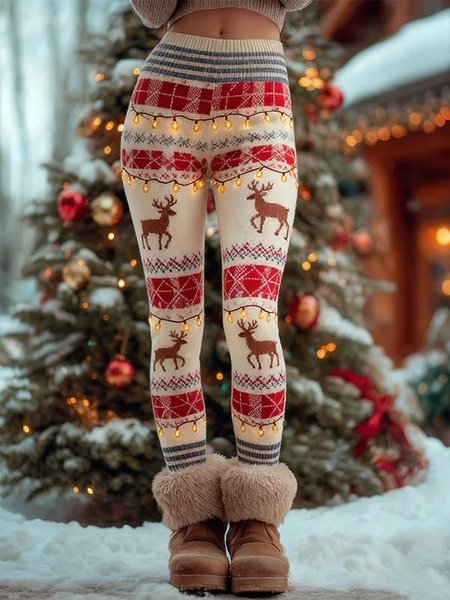 

Women Christmas Vintage Spring/Fall Ankle Pants Leggings, Red, Leggings