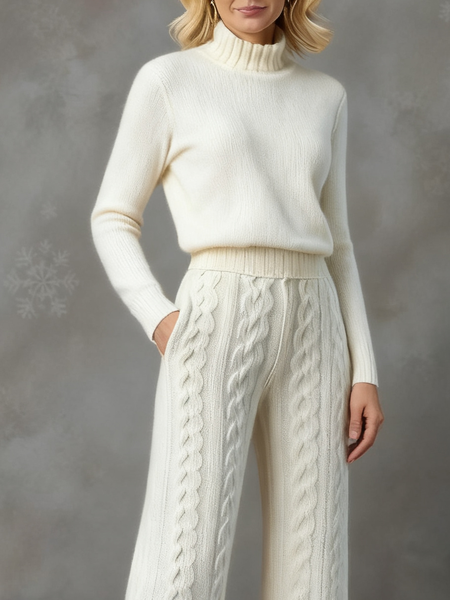

Casual Plain Stand Collar Sweater, Off white, Pullovers