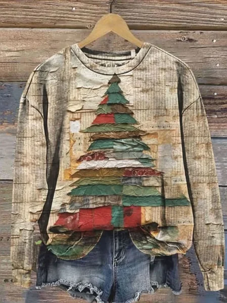 

Women Christmas Crew Neck Printing Casual Spring/Fall Long Sleeve Sweatshirt, Oatmeal, Sweatshirts & Hoodies