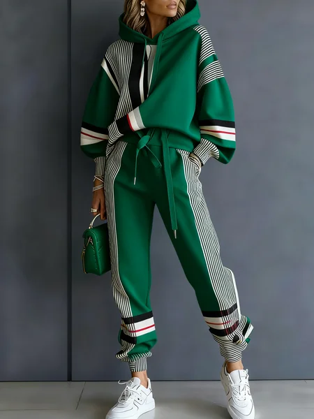 Casual Colorblock Ankle Cuffed Pants