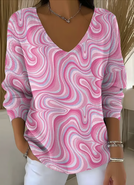 

Women Cotton Geometric Long Sleeve Comfy Casual Sweater, Pink, Sweaters