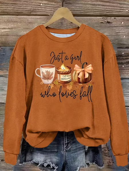 

Women Maple Leaf Crew Neck Printing Casual Spring/Fall Long Sleeve Sweatshirt, Yellow brown, Sweatshirts & Hoodies