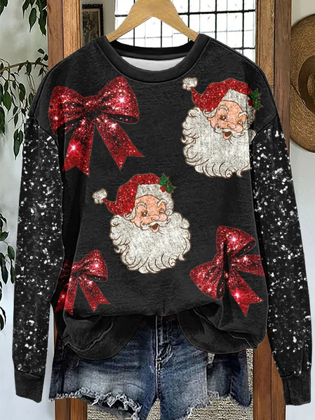 

Women Santa Claus Crew Neck Printing Casual Spring/Fall Long Sleeve Sweatshirt, Black, Sweatshirts & Hoodies
