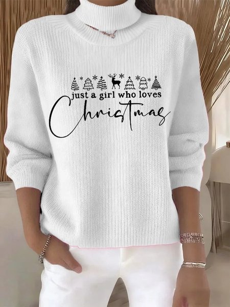 

Women Christmas Long Sleeve Comfy Vintage Sweater, White, Sweaters