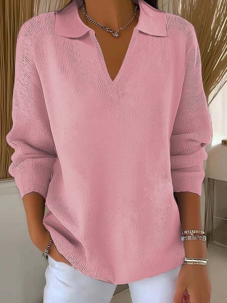 

Shawl Collar Plain Simple Loose Sweater, Pink, Sweaters & Cardigans