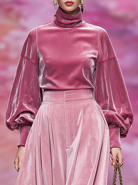 Velvet Urban Plain Turtleneck Blouse