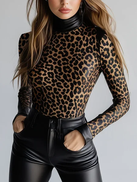 

Urban Leopard Turtleneck Blouse, Blouses and Shirts