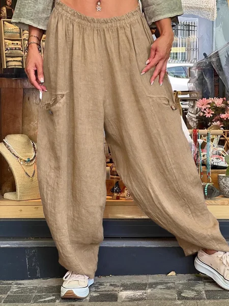 

Casual Plain Slim Taper Pants, Khaki, Pants
