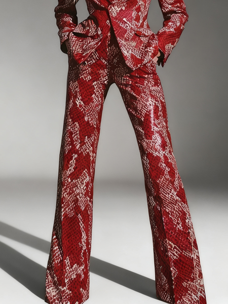 

Urban Snakeskin Straight Faux Leather Pants, Red, Pants