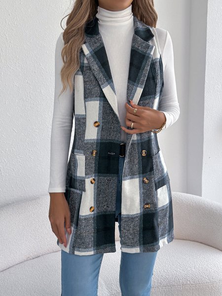 

Geometric Casual Vest, Navyblue, Outerwear