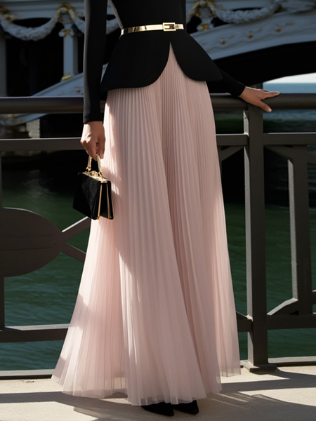 

Elegant Plain Maxi Skirt, Pink, Skirts