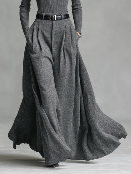 

Urban Zipper Plain Maxi Skirt With Belt, Gray, Skirts