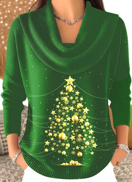 

Women Cotton Christmas Long Sleeve Comfy Casual Sweater, Green, Sweaters