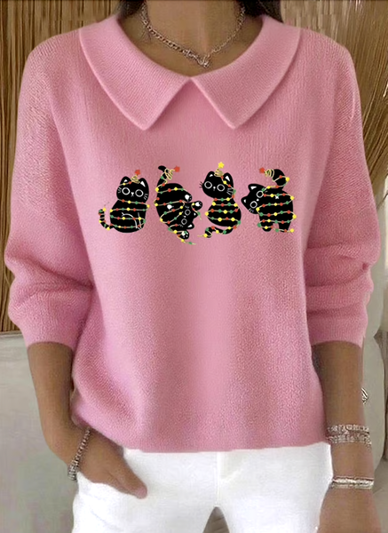 

Women Cotton Animal Long Sleeve Comfy Casual Sweater, Pink, Sweaters