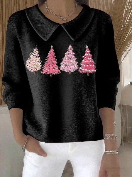 

Women Christmas Long Sleeve Comfy Casual Printing Sweater, Black, Sweaters