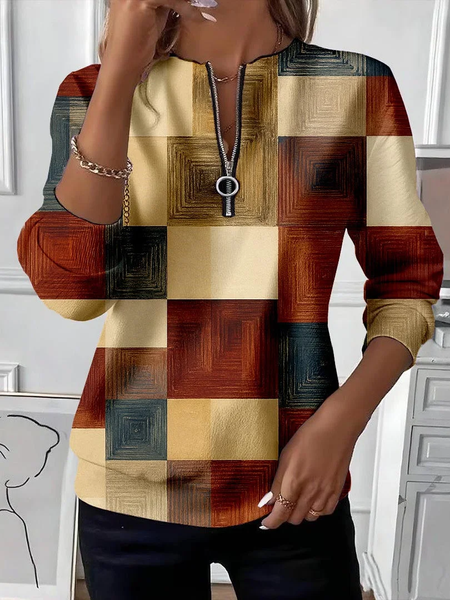 

Casual Crew Neck Abstract Sweatshirt Printing, As picture, Hoodies & Sweatshirts