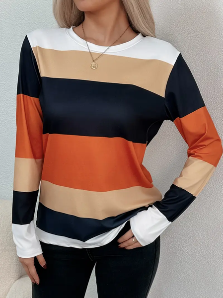 

Women Striped Long Sleeve Tee T-shirt Crew Neck Printing Casual Spring/Fall Graphic Tee Top, As picture, T-Shirts