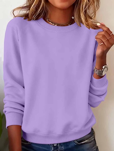 

Plain Casual Sweatshirt, Light purple, Outerwear