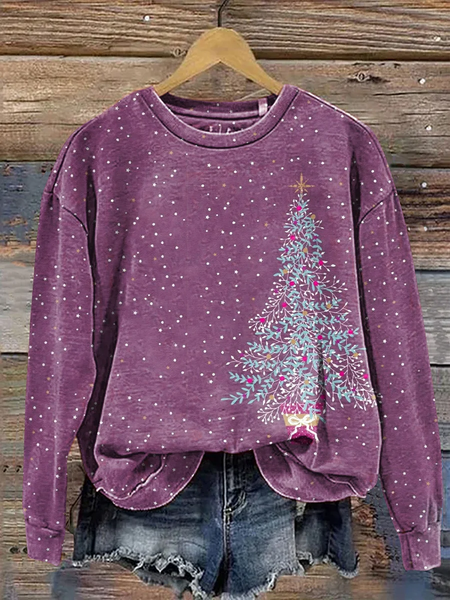 

Women Christmas Crew Neck Printing Casual Spring/Fall Long Sleeve Sweatshirt, Purple, Sweatshirts & Hoodies