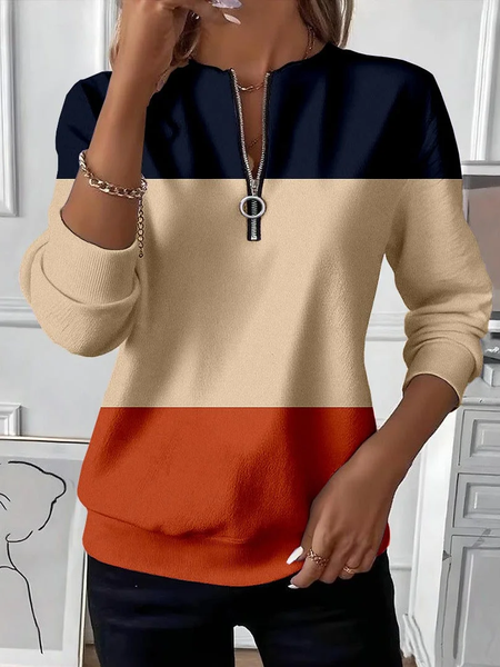 

Women Multicolor Block Crew Neck Printing Casual Spring/Fall Long Sleeve Sweatshirt, As picture, Sweatshirts & Hoodies