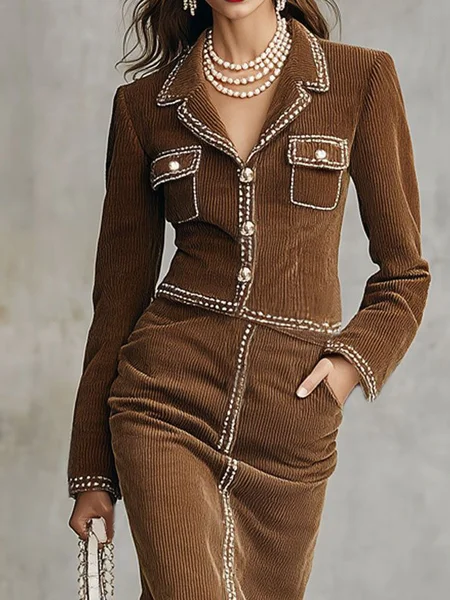 Urban Color Block Lapel Collar Jacket