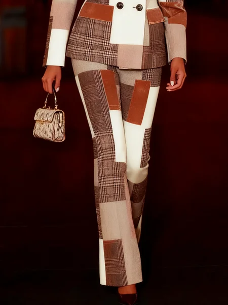 

Urban Geometric Straight Pants, As picture, Pants