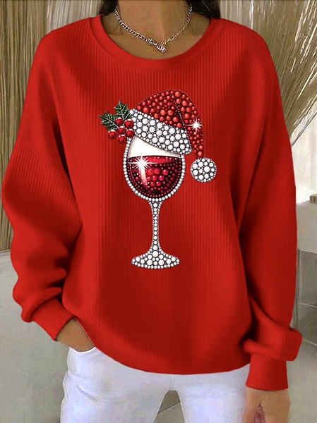 

Casual Crew Neck Christmas Sweatshirt, Red, Hoodies & Sweatshirts