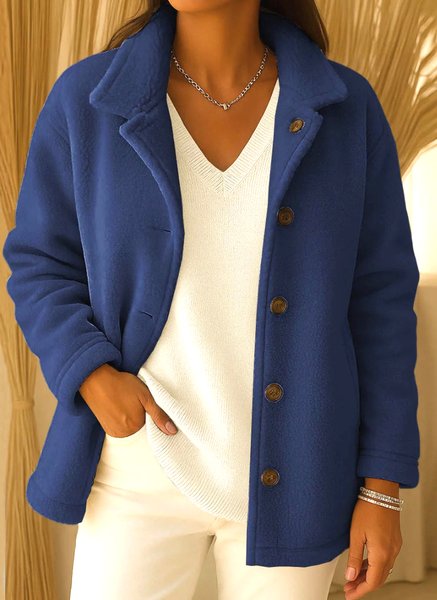 

Women Spring/Fall Outerwear Casual Plain Long Sleeve Shawl Collar Jacket, Blue, Outerwear