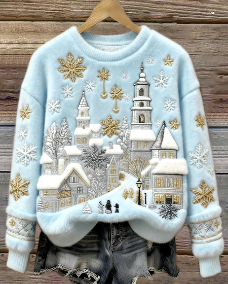 

Casual Crew Neck Geometric Sweatshirt, Light blue, Hoodies & Sweatshirts