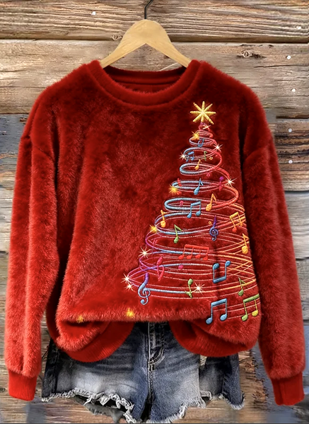 

Casual Crew Neck Christmas Sweatshirt, Red, Hoodies & Sweatshirts