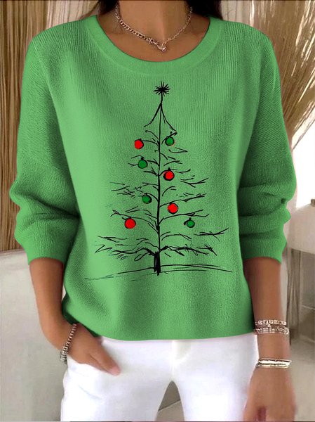 

Women Cotton Christmas Long Sleeve Comfy Vintage Sweater, Green, Sweaters