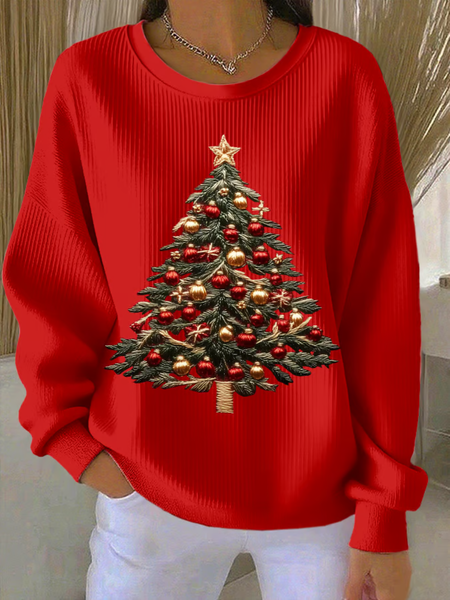 

Casual Crew Neck Christmas Tree Sweatshirt, Red, Hoodies & Sweatshirts